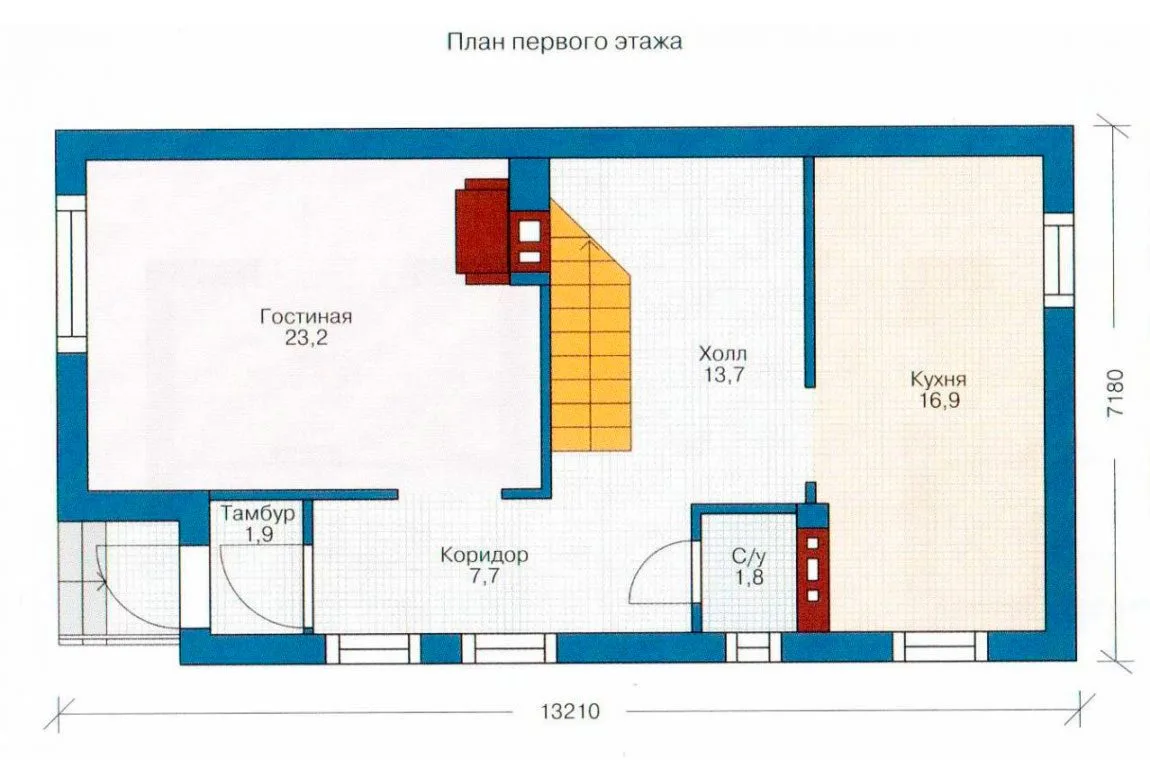 План N1 проекта кирпичного дома «1012»