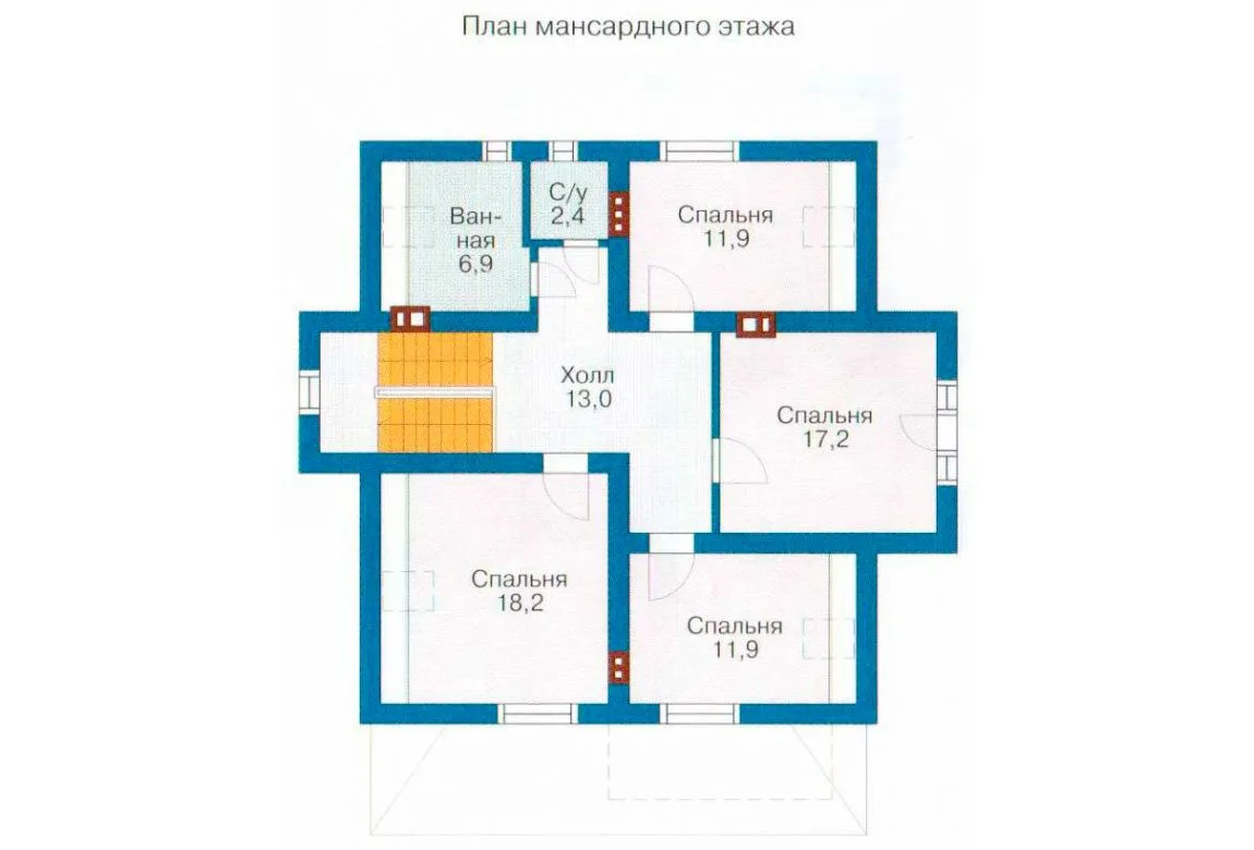 План N1 проекта кирпичного дома «1020»