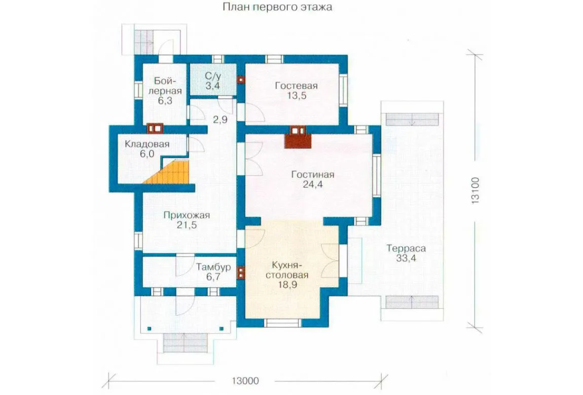 План N2 проекта кирпичного дома «1020»