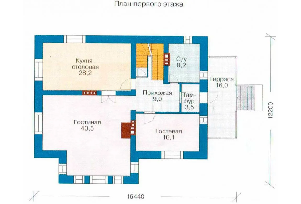 План N2 проекта дома из блоков «1211»