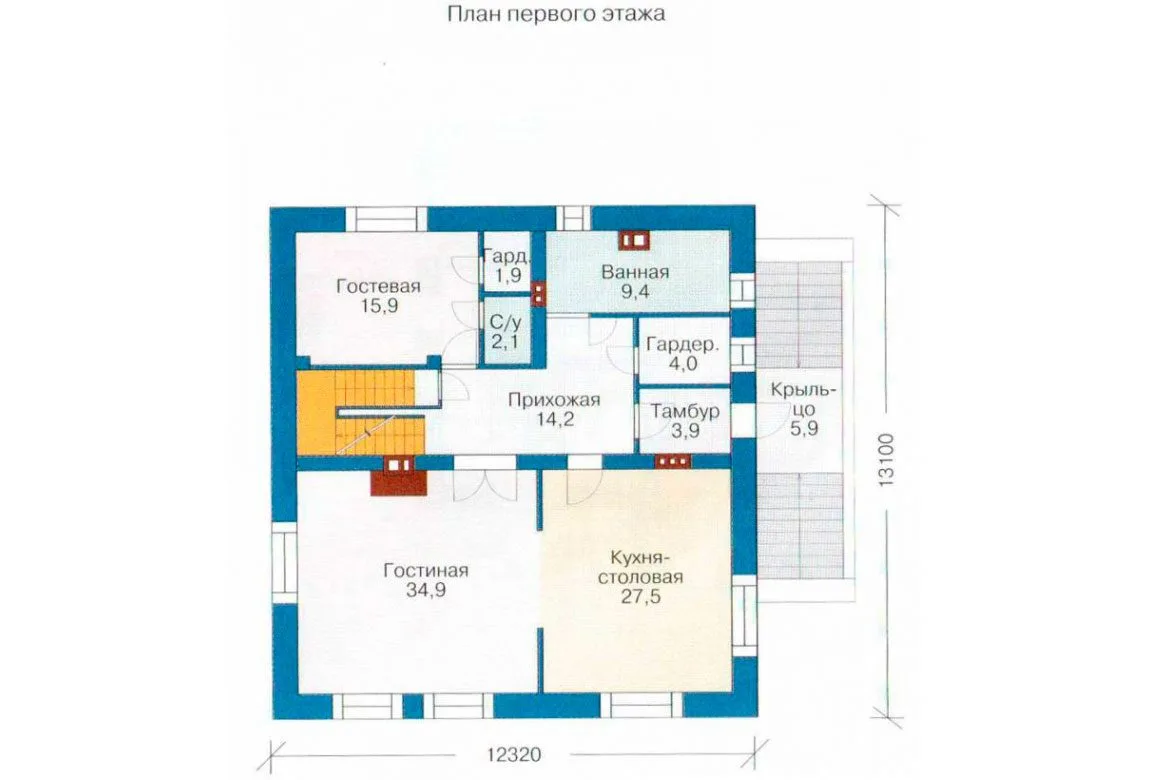 План N2 проекта дома из блоков «1220»