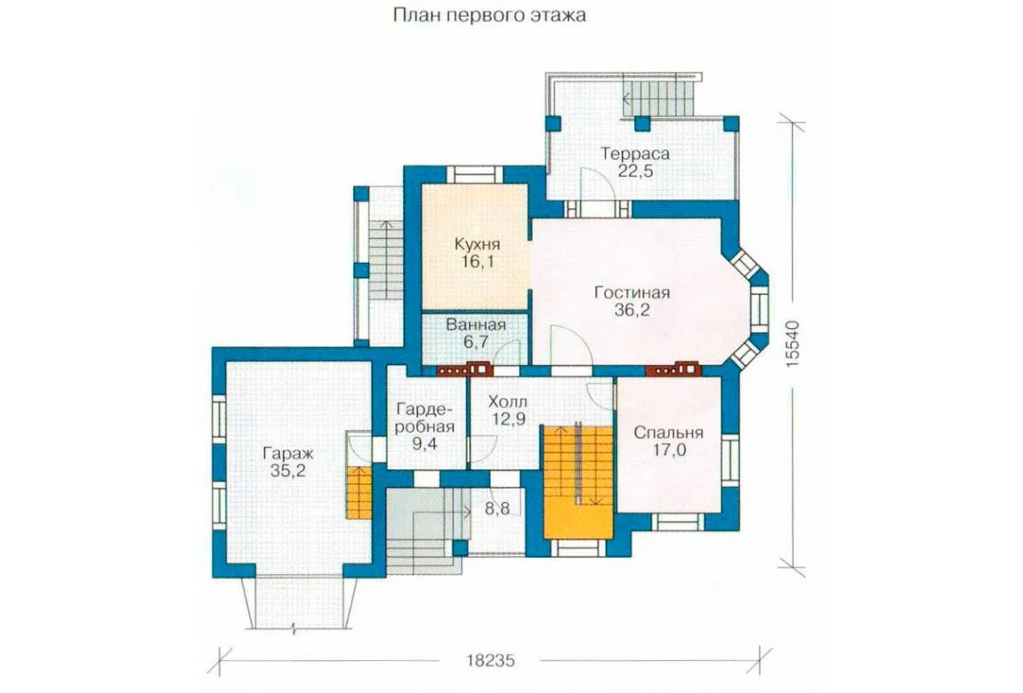 План N2 проекта дома из блоков «1224»