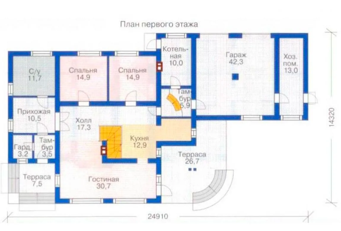 План N1 проекта дома из блоков «1225»