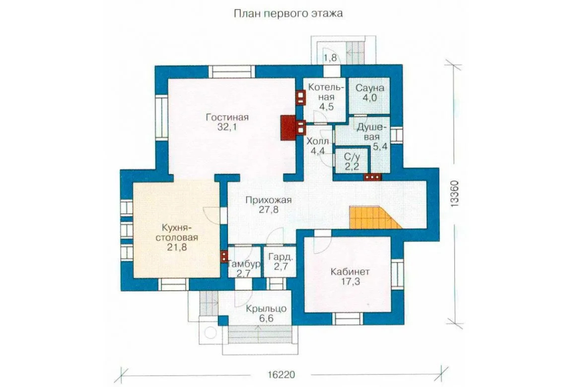 План N1 проекта дома из блоков «1226»