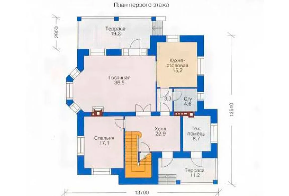 План N1 проекта кирпичного дома «1023»