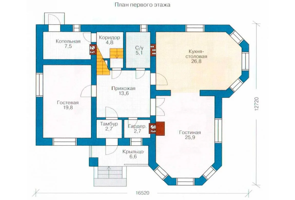 План N1 проекта кирпичного дома «1025»