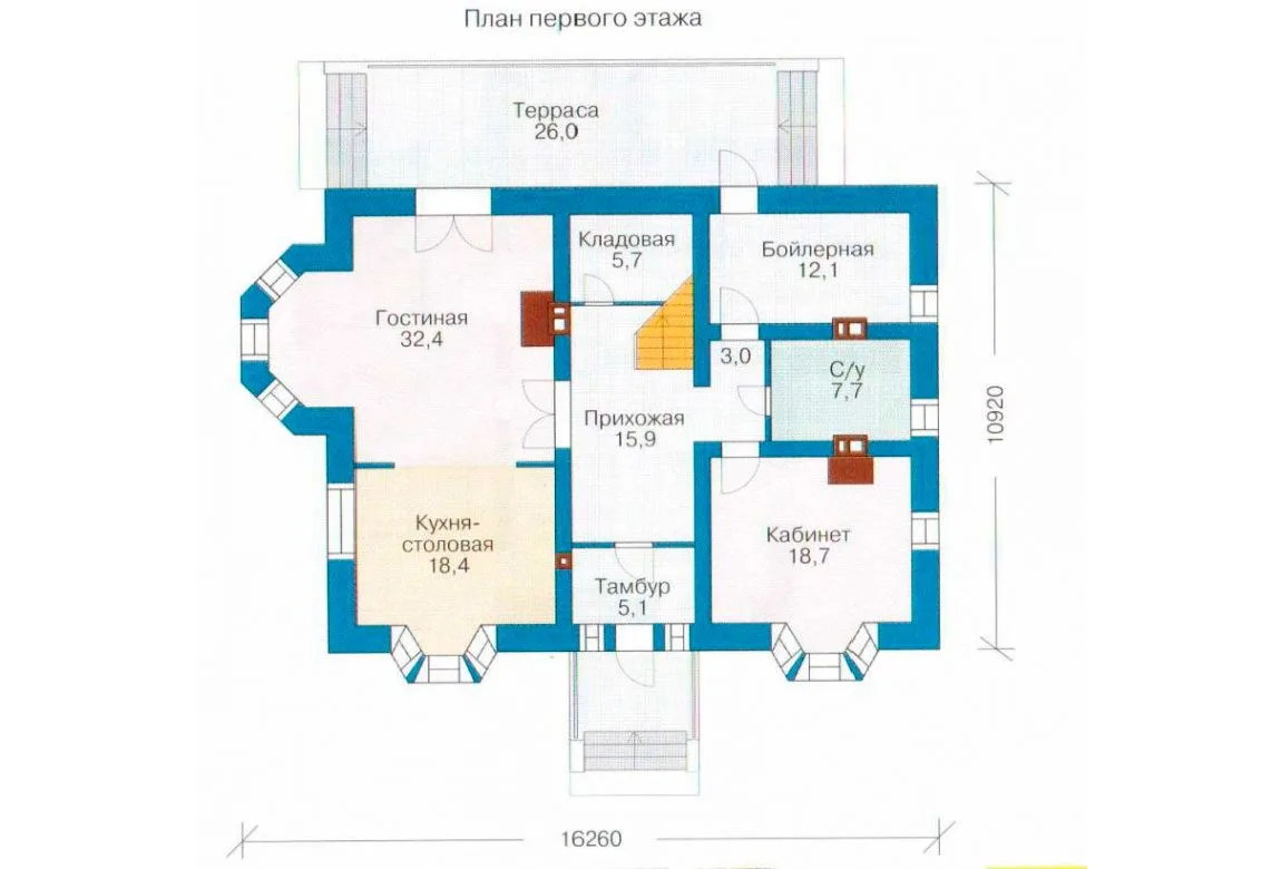 План N1 проекта кирпичного дома «1033»