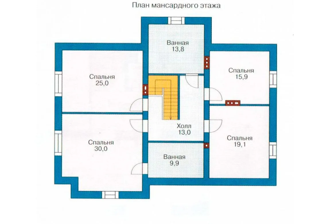 План N1 проекта кирпичного дома «1042»