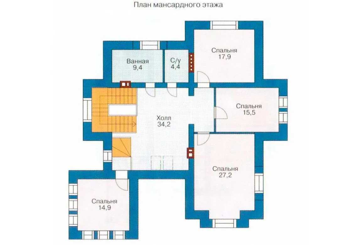 План N1 проекта кирпичного дома «1044»