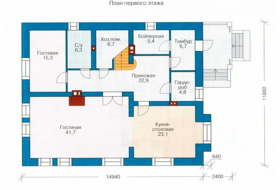 План N1 проекта кирпичного дома «1045»