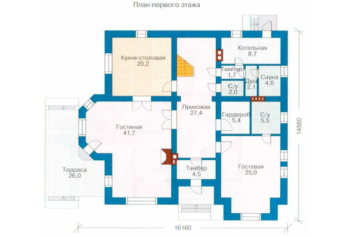План N1 проекта кирпичного дома «1051»