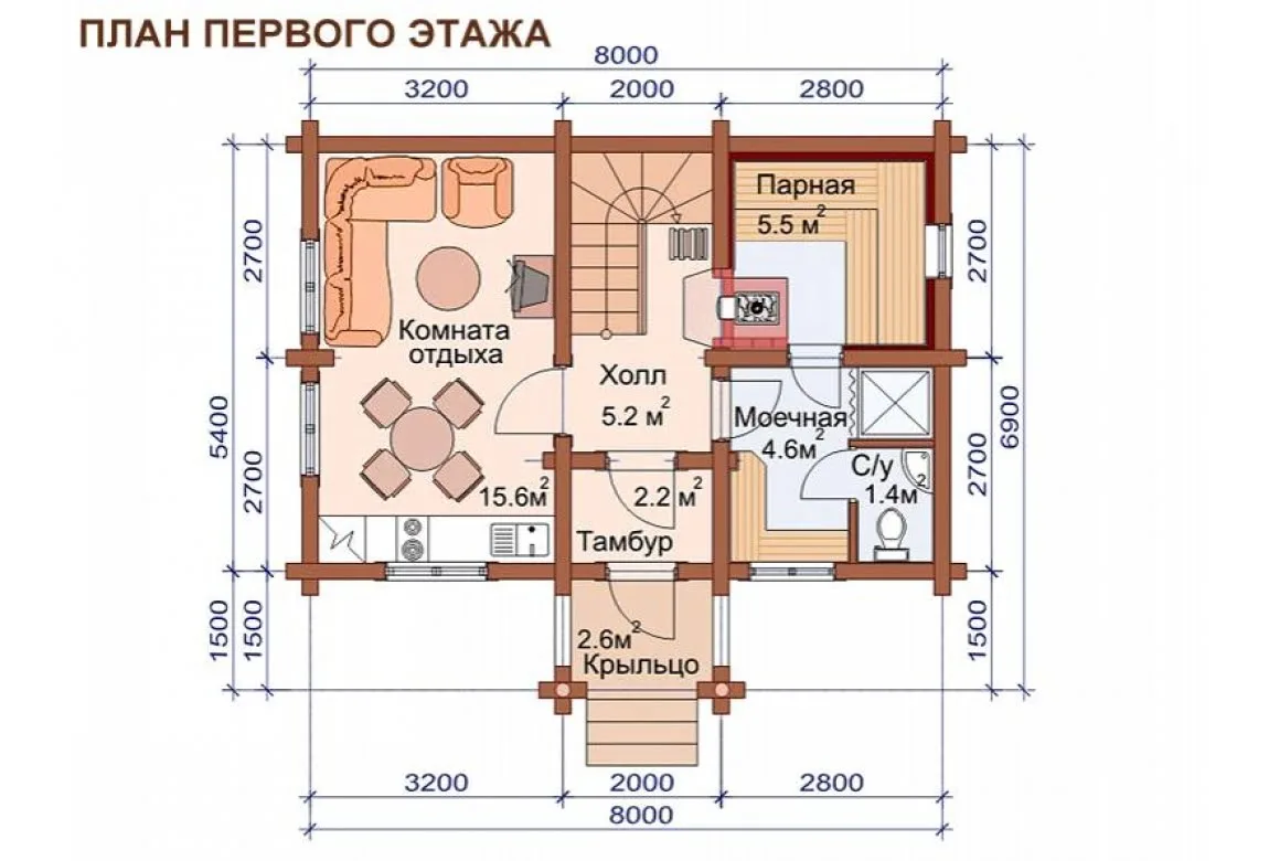План N1 проекта бани «1514»