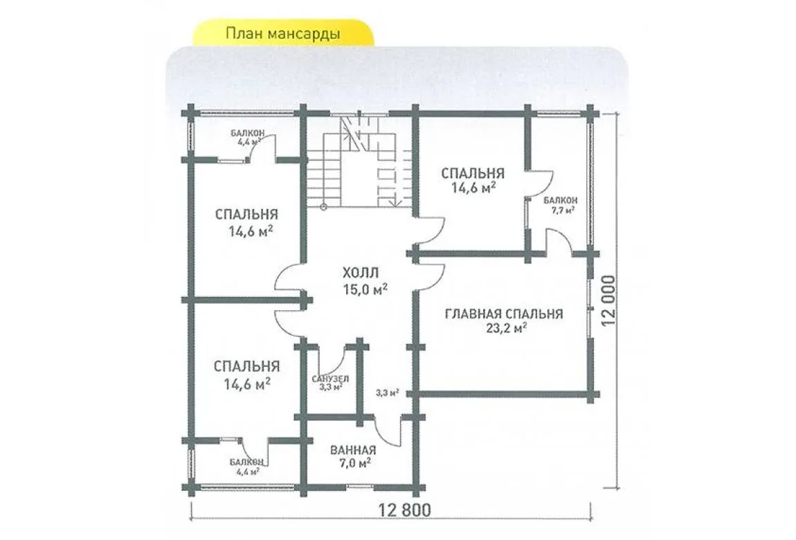 План N2 проекта дома из клееного бруса «1532»