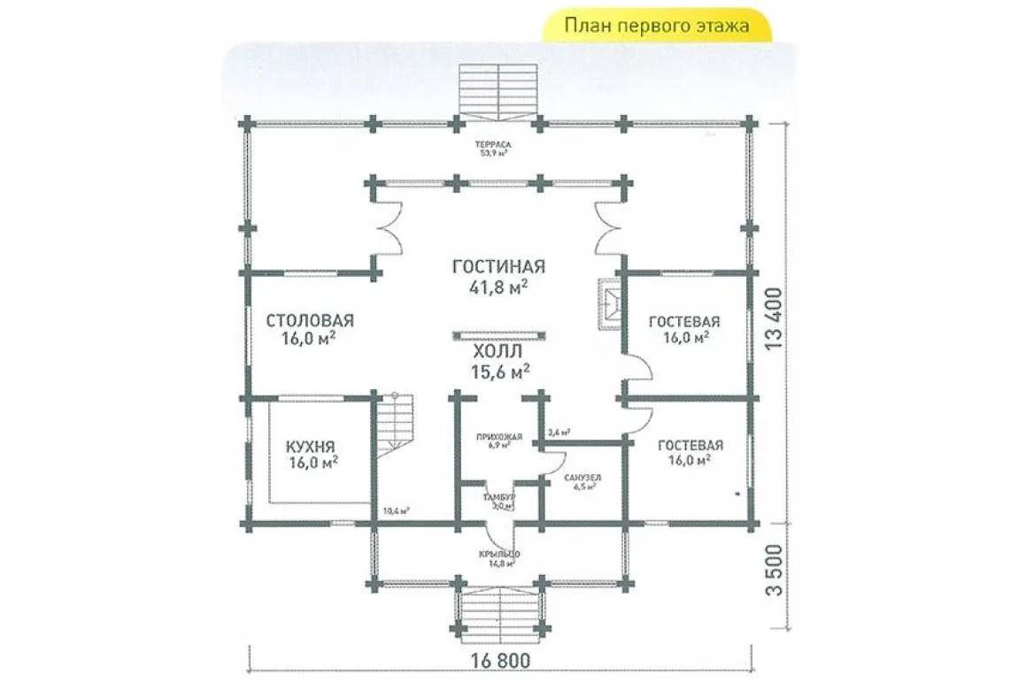 План N2 проекта дома из клееного бруса «Тифани»