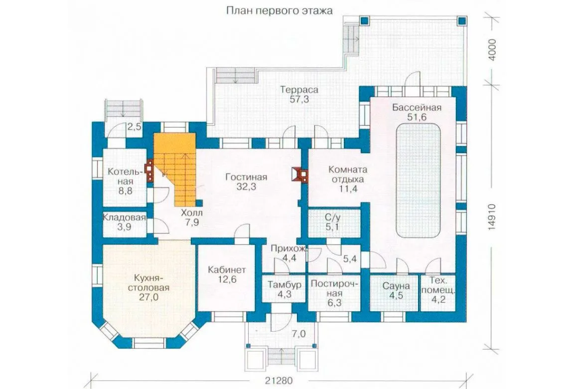 План N1 проекта кирпичного дома «1065»