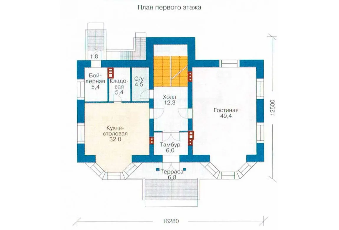 План N2 проекта кирпичного дома «1068»