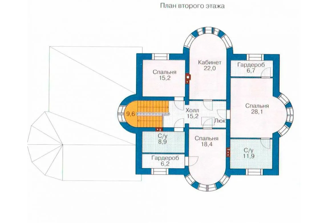 План N1 проекта кирпичного дома «1070»
