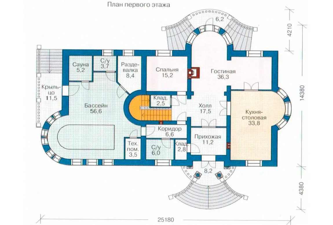 План N2 проекта кирпичного дома «1070»