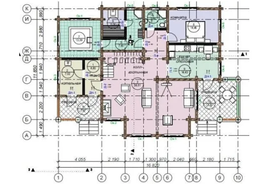 План N1 проекта дома из клееного бруса «1704»