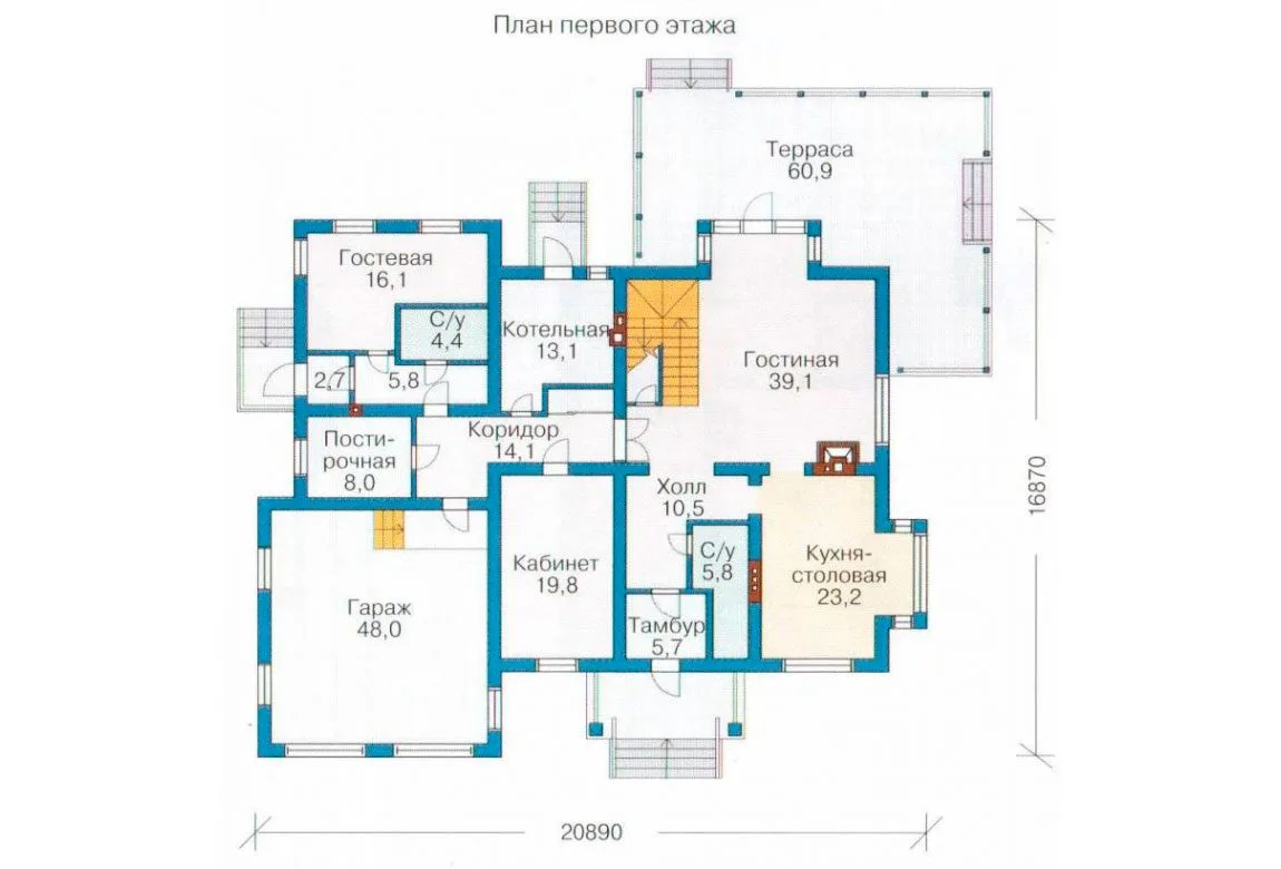 План N1 проекта кирпичного дома «1071»