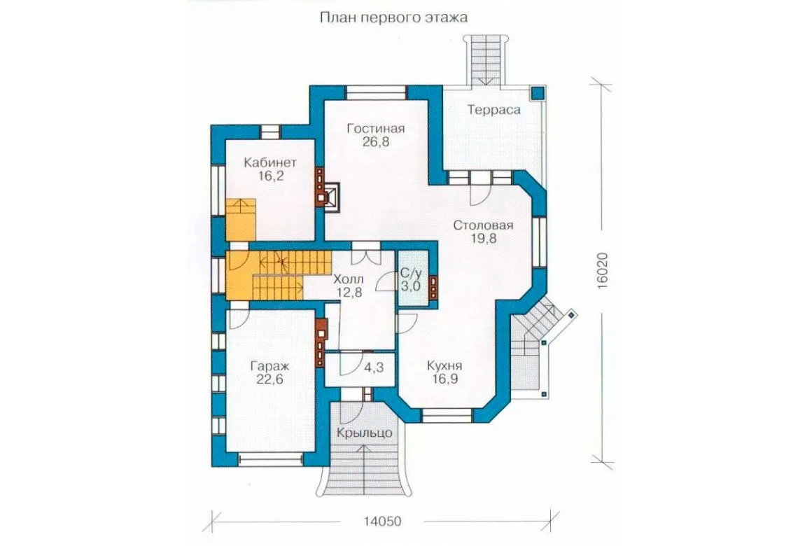 План N2 проекта кирпичного дома «1073»