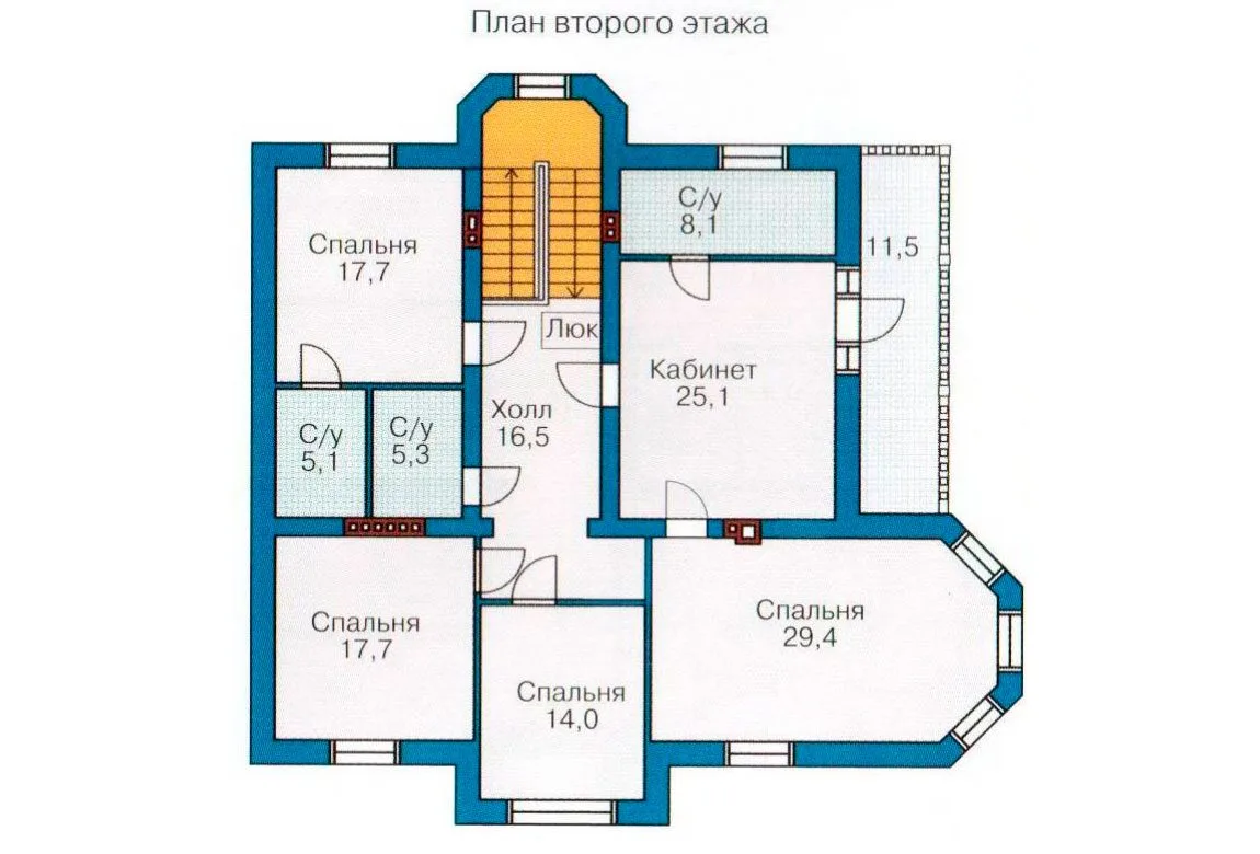 План N1 проекта кирпичного дома «1077»