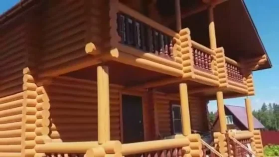 Видео строительства дома из бревна